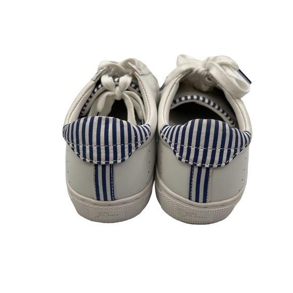 J. Crew Saturday White Blue Stripe Lace Up Sneakers Size 6 Men's - Picture 8 of 9
